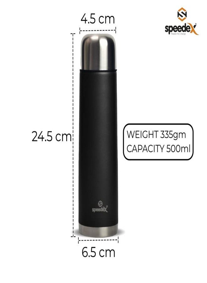 Speedex Thermos Bottle - 500 ML Vacuum Insulated Stainless Steel for Kids, Men, Women - Thermosteel Bottle Ideal for School, Office, Travel Flask for Hot & Cold Beverages - Black Colour - Image 5